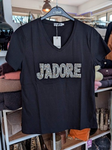 Shirt adore schwarz silber - j'adore,