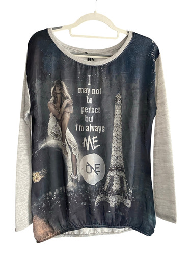 Damen langarmshirt paris print - langarmshirt,